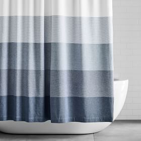 Organic Dobby Ombre Shower Curtain, Fairfax Slate Shower Curtain