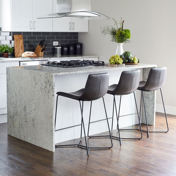 Slope Leather Bar Counter Stools, How Much Space For 3 Bar Stools