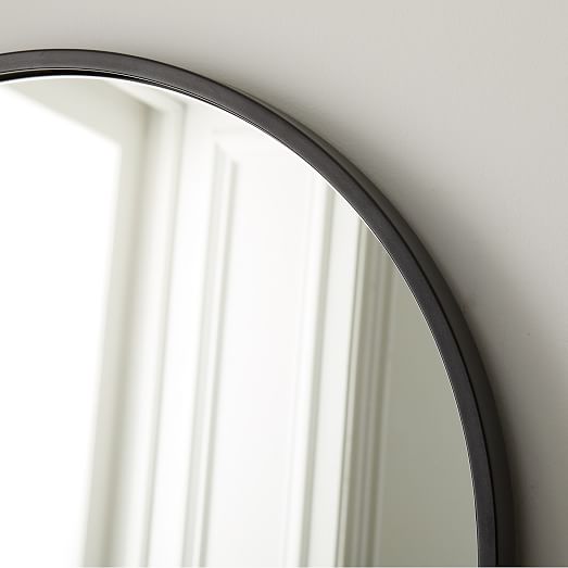 Metal Frame Arched Floor Mirror 28 W, Large Standing Mirror Black Frame