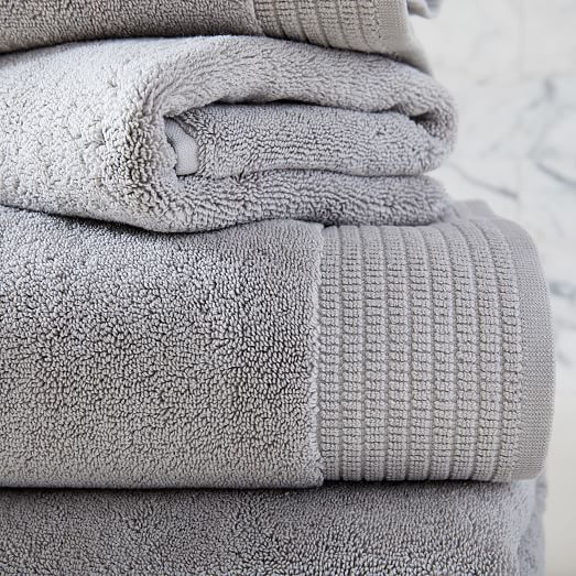 Grey Bath Towel and Fingertip Towel Artisan 100% Cotton Bath Towel 2pcs Set 