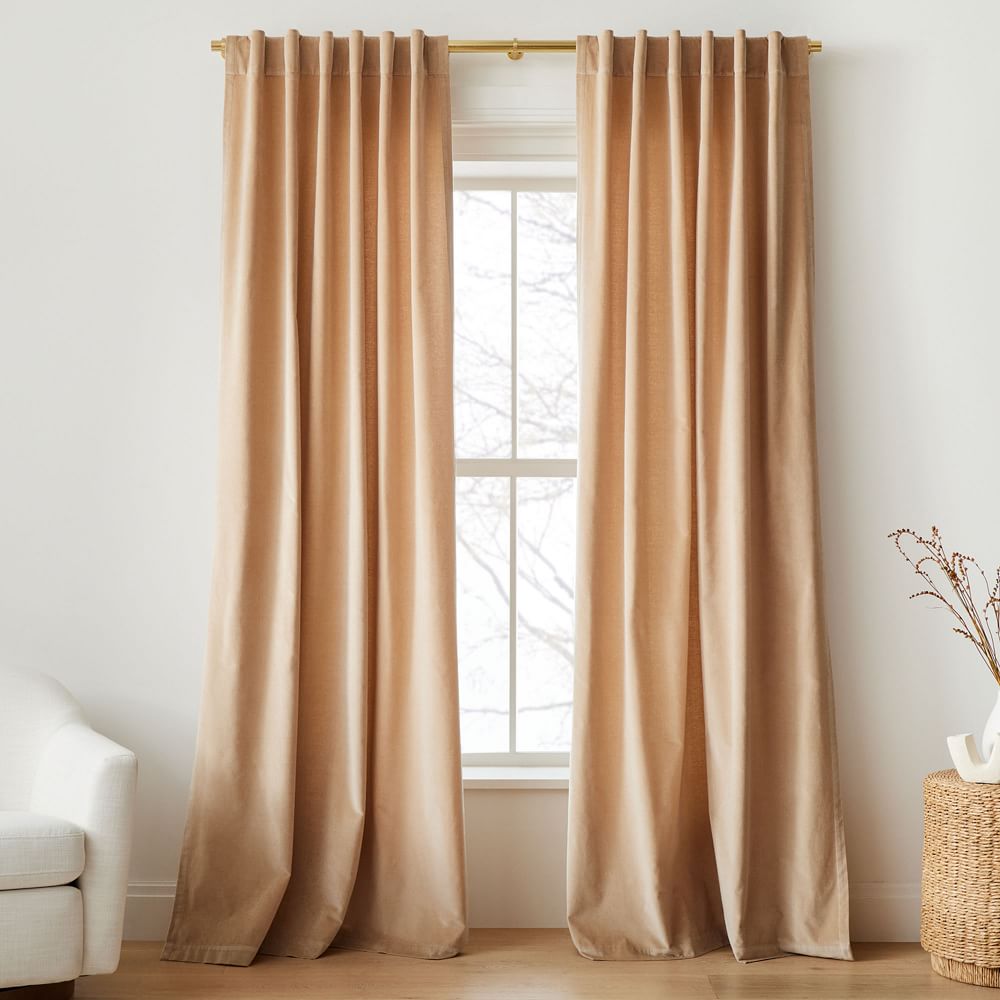 Cotton Velvet Curtain Camel West Elm