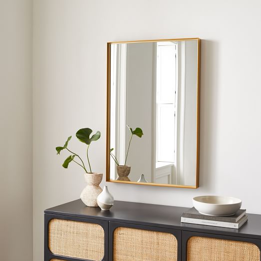 Thin Wood Rectangle Wall Mirror - 36