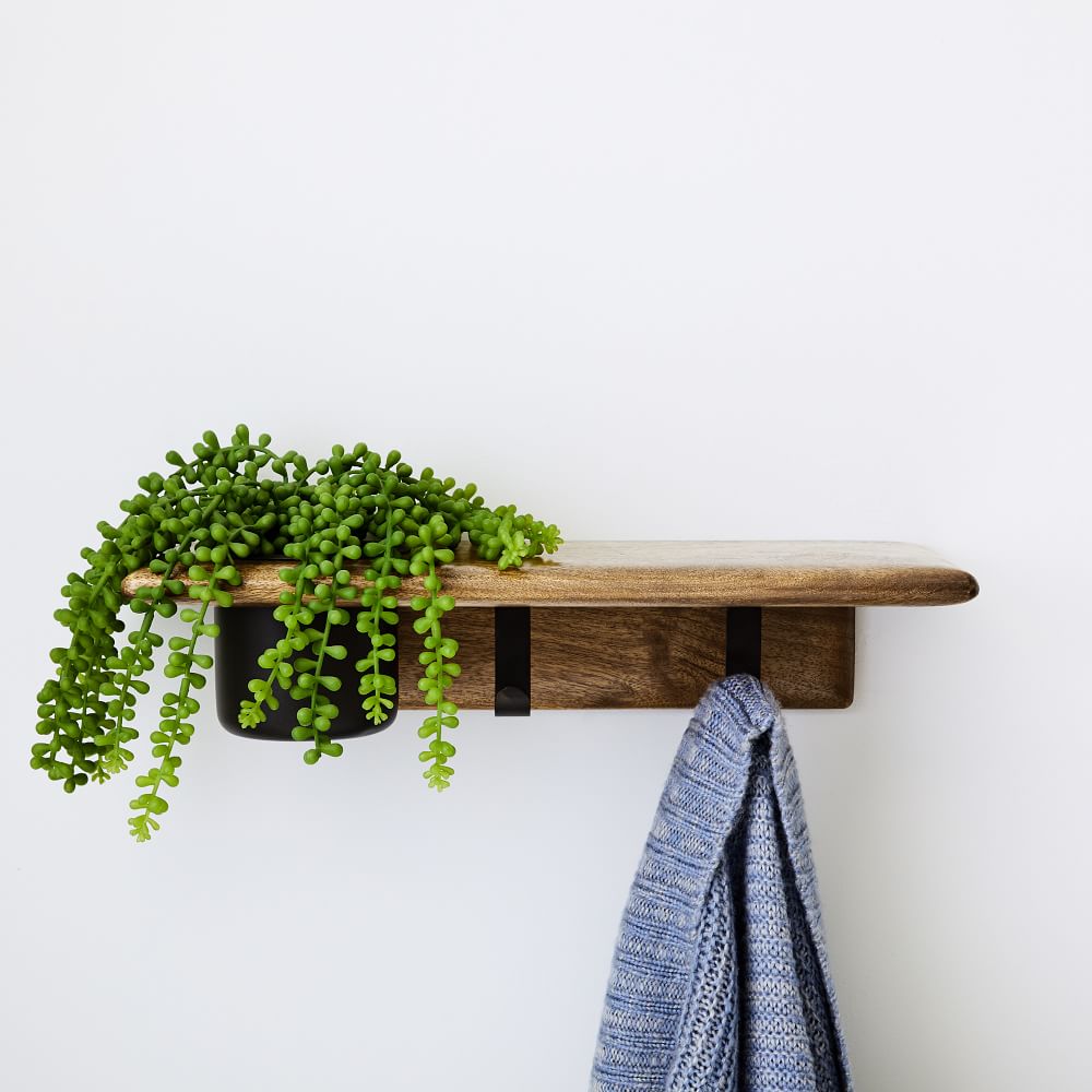 Anton Solid Wood Planter Wall Shelf Burnt Wax West Elm
