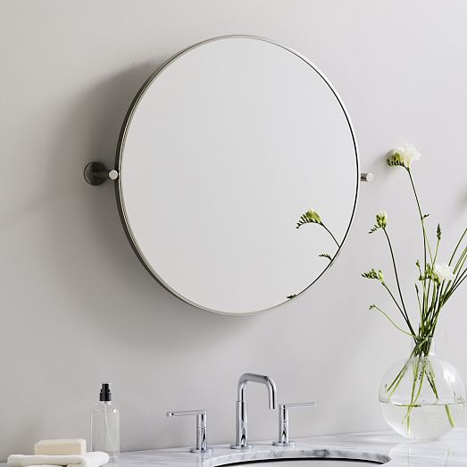 Metal Frame Pivot Round Wall Mirror 24, Round Bathroom Mirrors Metal Framed