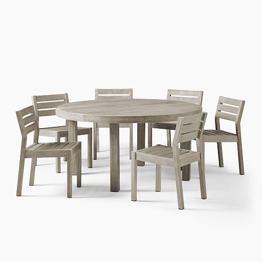 Portside Outdoor 60 Round Dining Table Solid Wood Chairs Set Portside Outdoor 60 Round Dining Table, 60 Round Dining Table Seats