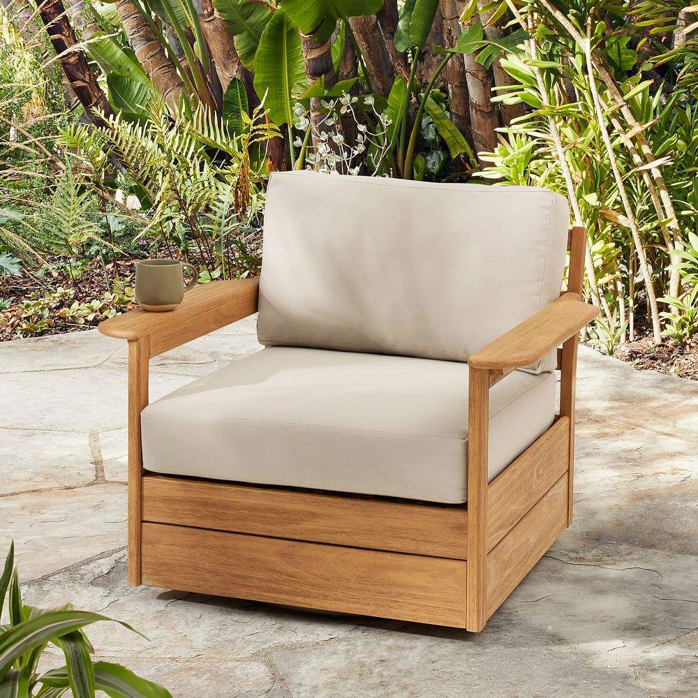 outdoor wood swivel chair