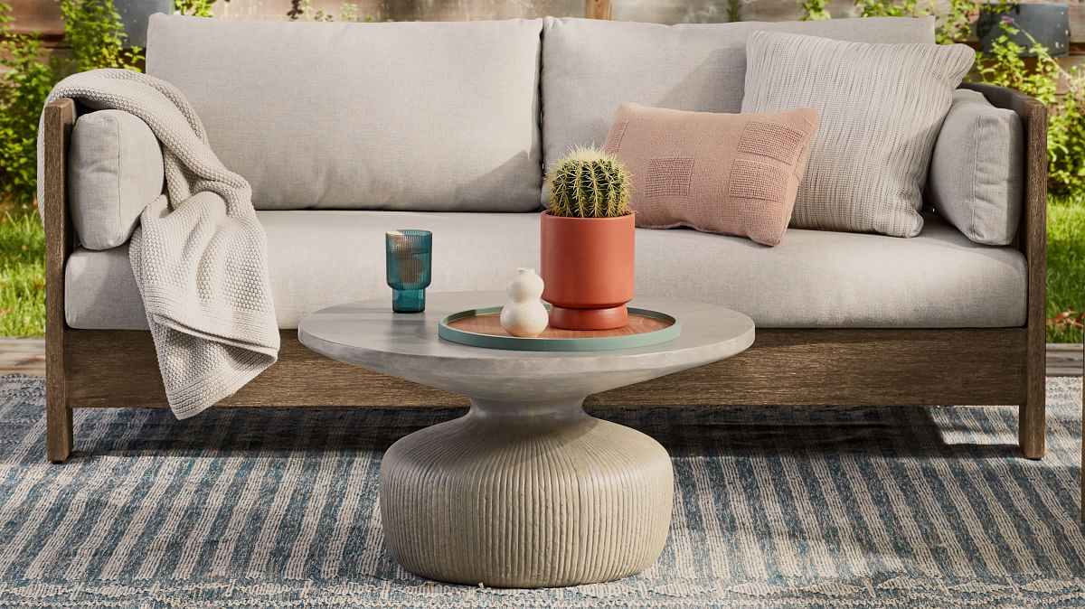 Tambor Concrete Outdoor Drum Coffee Table West Elm