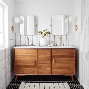 Mid Century Double Bathroom Vanity 63, How To Convert A Single Vanity Into Double