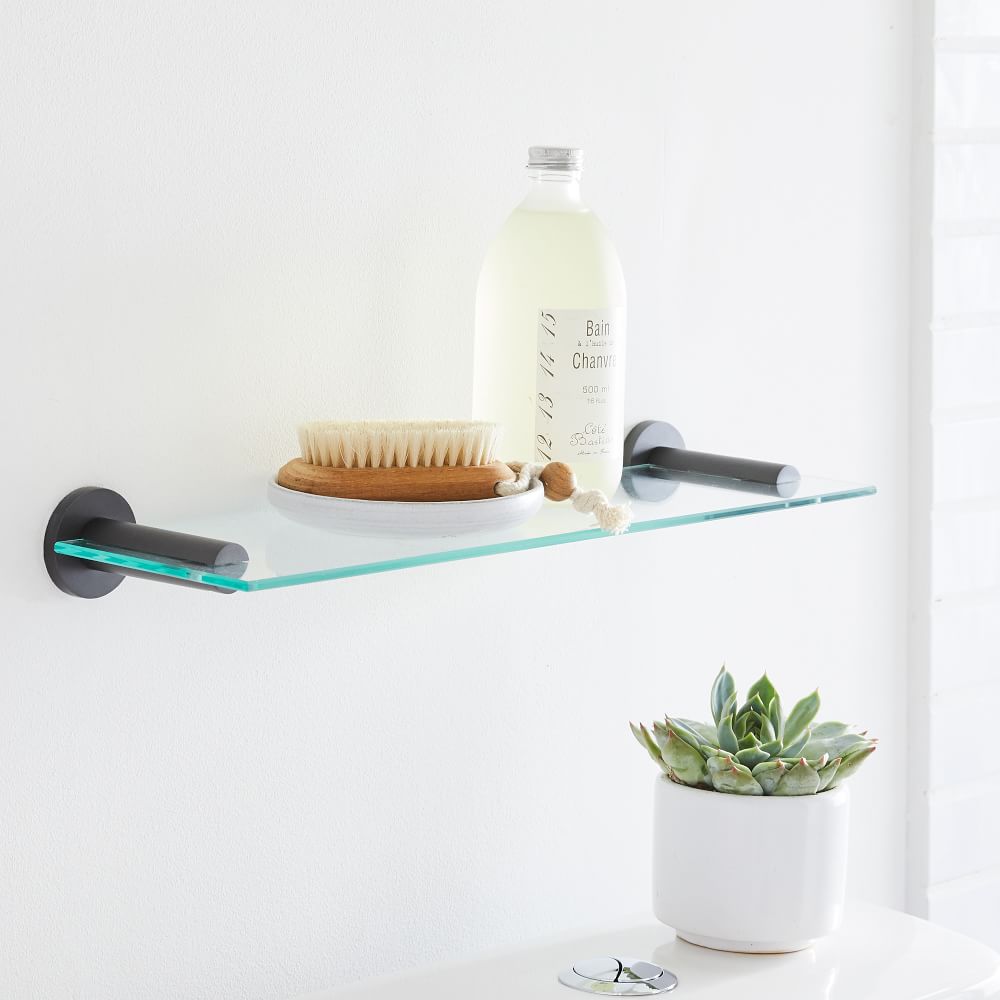 Modern Overhang Glass Bathroom Shelf | West Elm