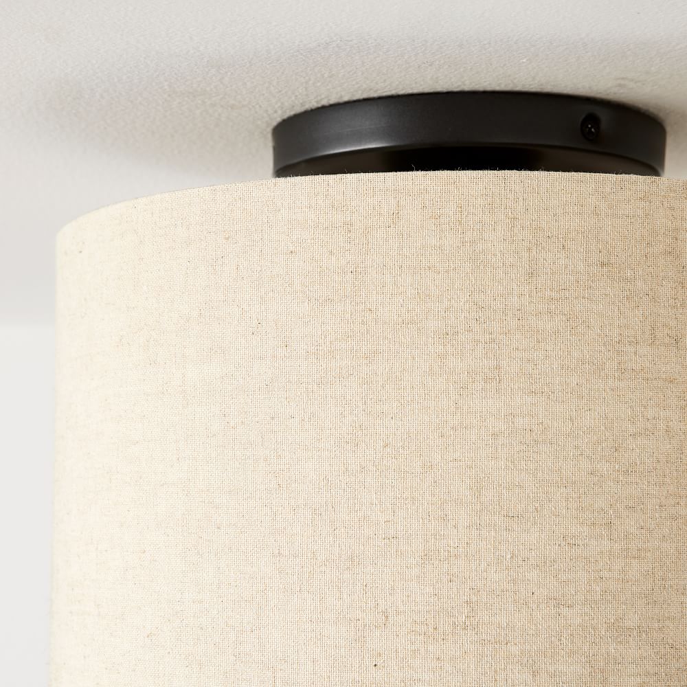 Fabric Shade Flush Mount Lighting - Drum | West Elm
