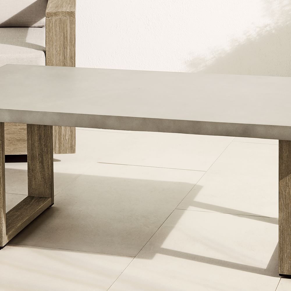 Concrete Outdoor Coffee Table Weathered Wood West Elm