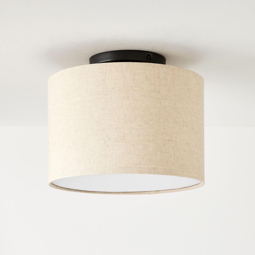 Fabric Shade Flush Mount Lighting - Drum | West Elm