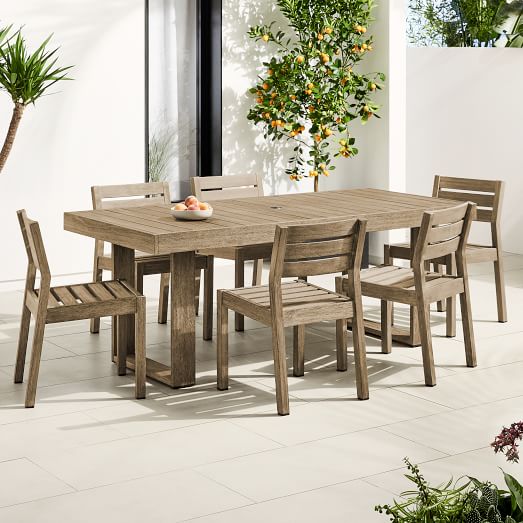 Portside Outdoor 76 5 Dining Table, Solid Wooden Dining Room Chairs