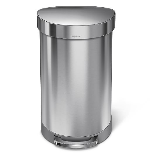 Simplehuman Semi Round Liner Rim Trash Can Simplehuman Semi Round Liner Rim Trash Can, Simplehuman 6l Stainless Steel Semi Round Trash Can