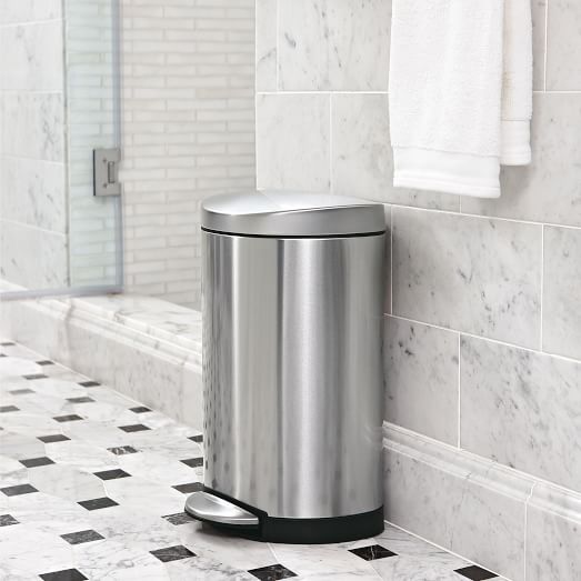 Simplehuman 6l Semi Round Step Trash Can Simplehuman 6l Semi Round Step Trash Can, Simplehuman 6l Stainless Steel Semi Round Trash Can
