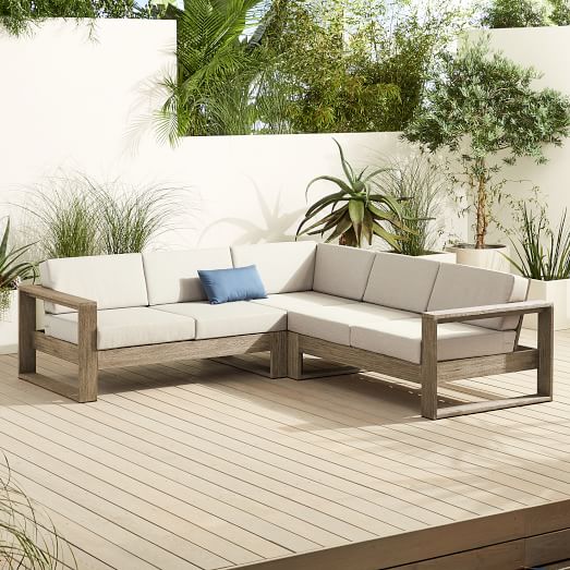 Portside Outdoor 3 Piece L Shaped Sectional - West Elm Patio Furniture Set