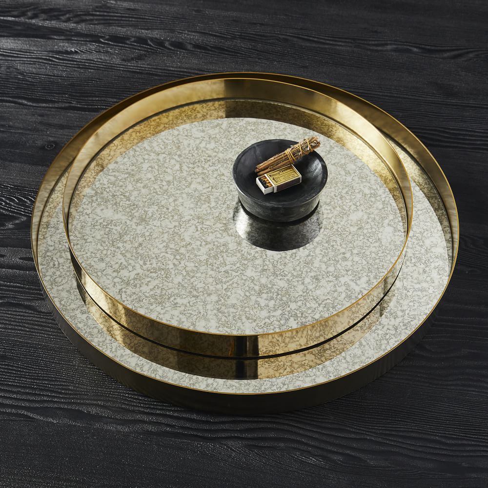 Antique Mirror Trays Antique Mirror Trays, Antique Gold Mirrored Tray
