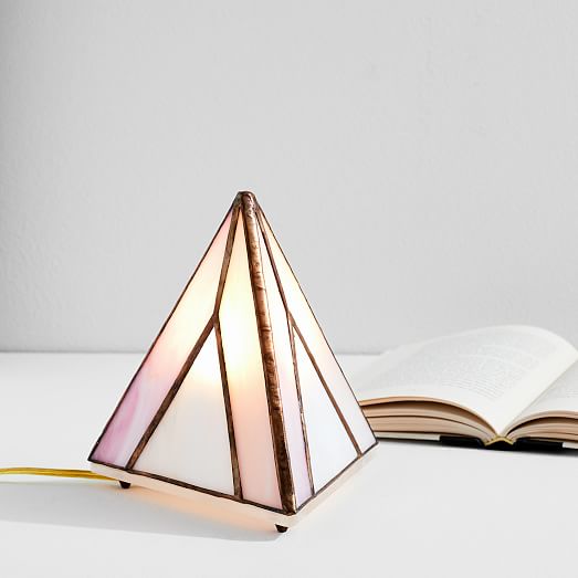 Friend Of All Small Tabletop Pyramid Lamp Dusty Rose