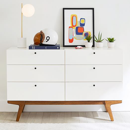 Modern 6 Drawer Kids Dresser 54, Modern Furniture White Dresser