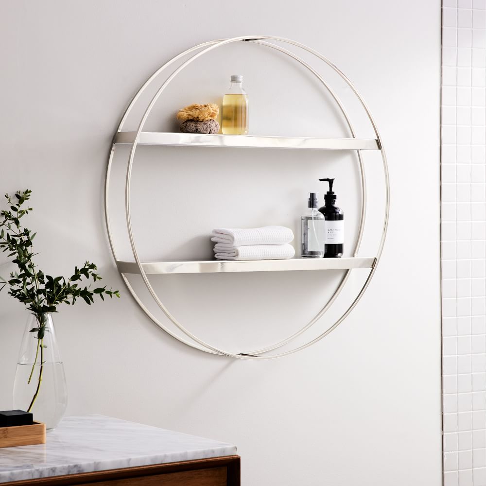 White Wooden Round Wall Shelf Display Unit Shabby Chic Home Decor Circle Rack