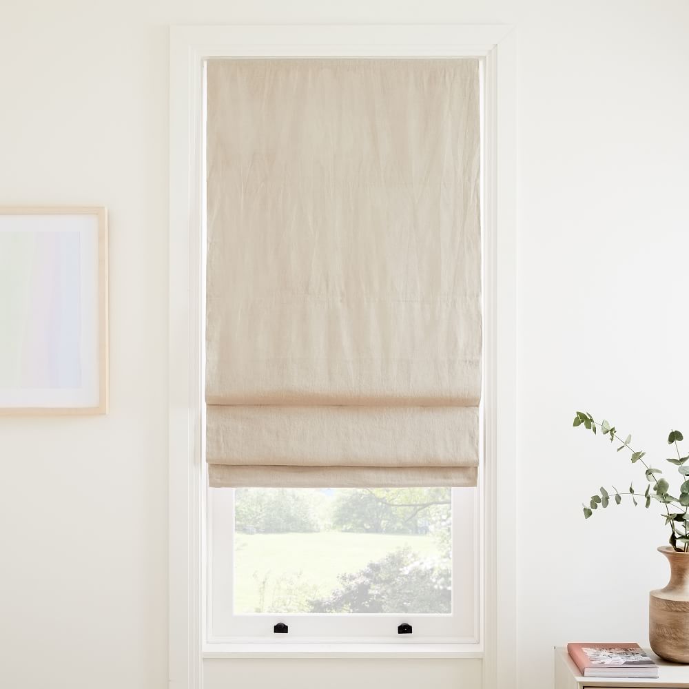 European Flax Linen Cordless Roman Shade West Elm