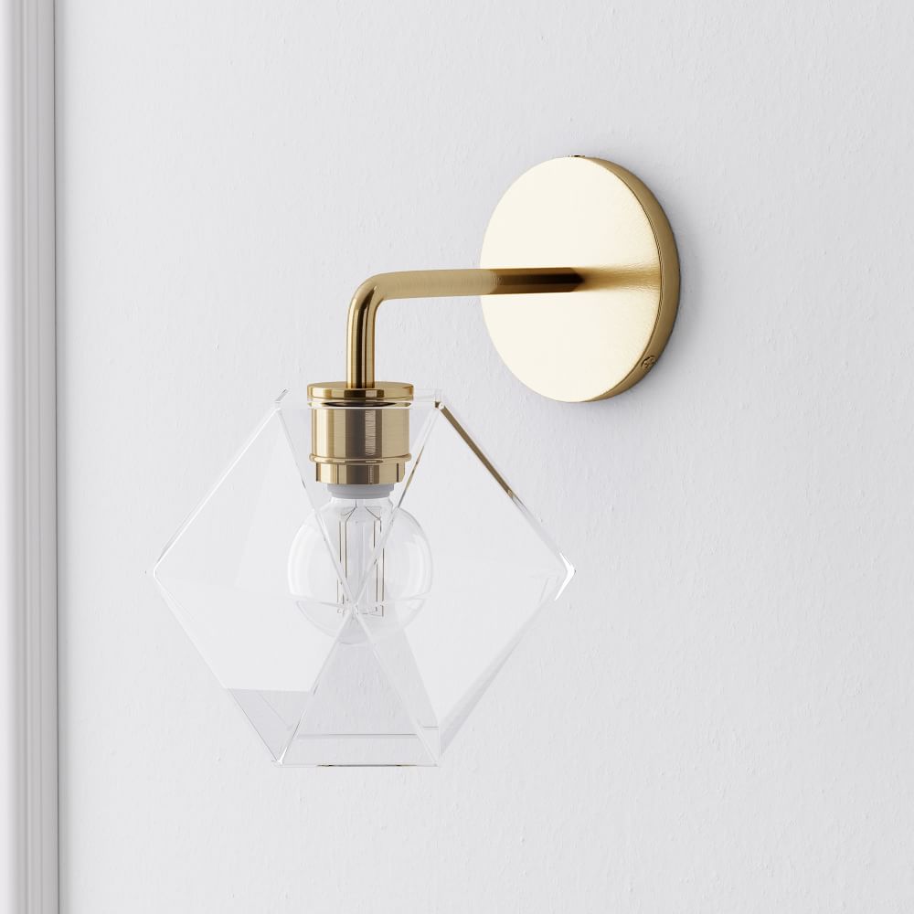 Sculptural Glass Faceted Wall Sconce - Small | West Elm