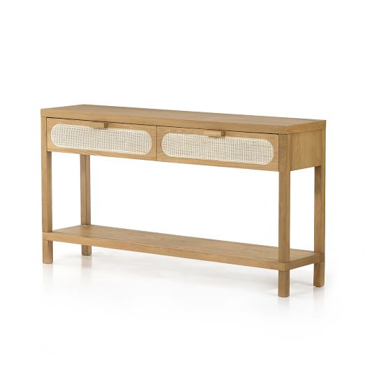 Classic Rattan Console Table 60, Rattan Console Table With Storage