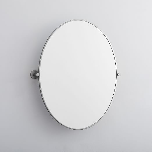 Metal Frame Pivot Oval Wall Mirror 26, White Framed Oval Vanity Mirror