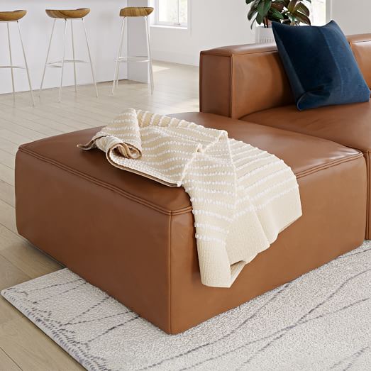 Remi Leather Ottoman, Vegan Leather Couch West Elm