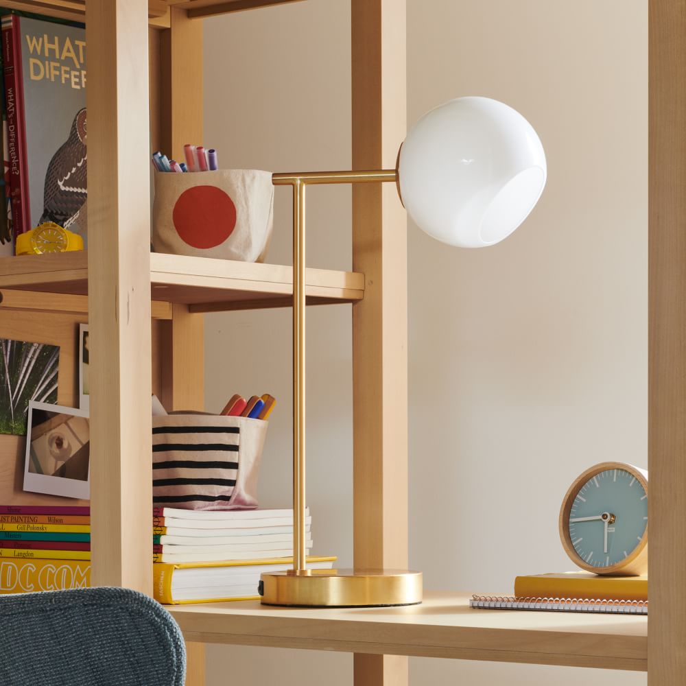 Staggered Glass USB Table Lamp (20") Milk West Elm