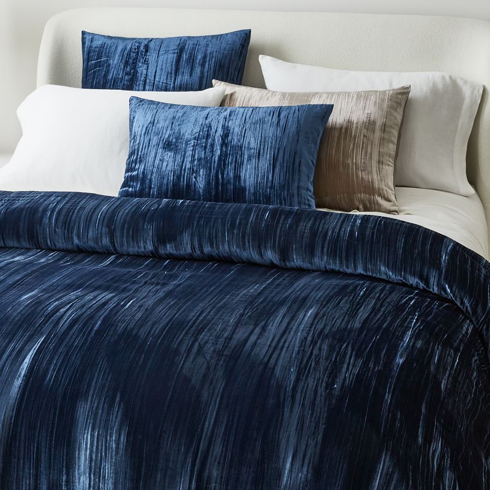 Crinkle Velvet Duvet Cover & Shams | West Elm