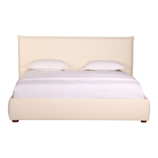 Simple Modern Upholstered Bed Cream, Cream Linen Headboard Bed