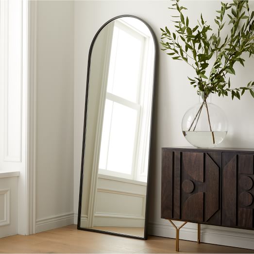 Metal Frame Arched Floor Mirror - 28"W x 74"H