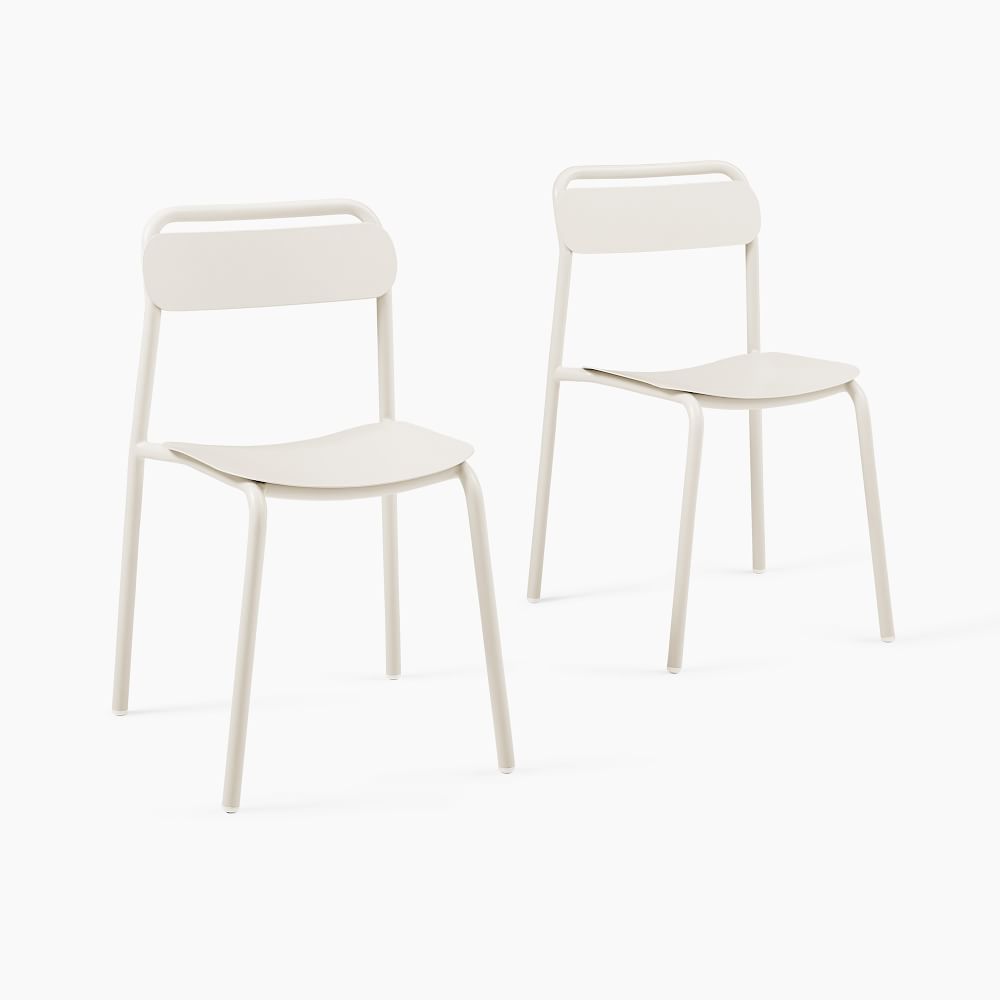 Halden Outdoor Dining Table (76") & Metal Stacking Chairs Set Haze