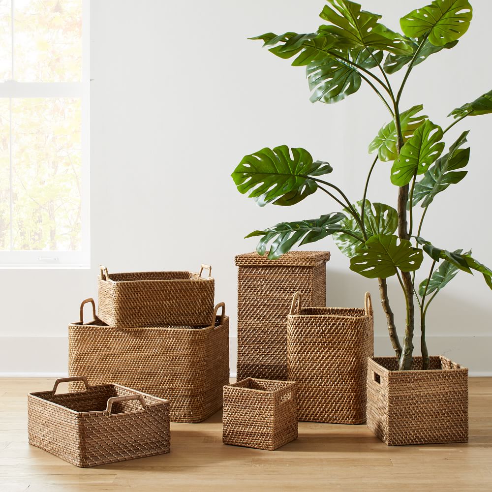Modern Weave Rattan Baskets Natural West Elm