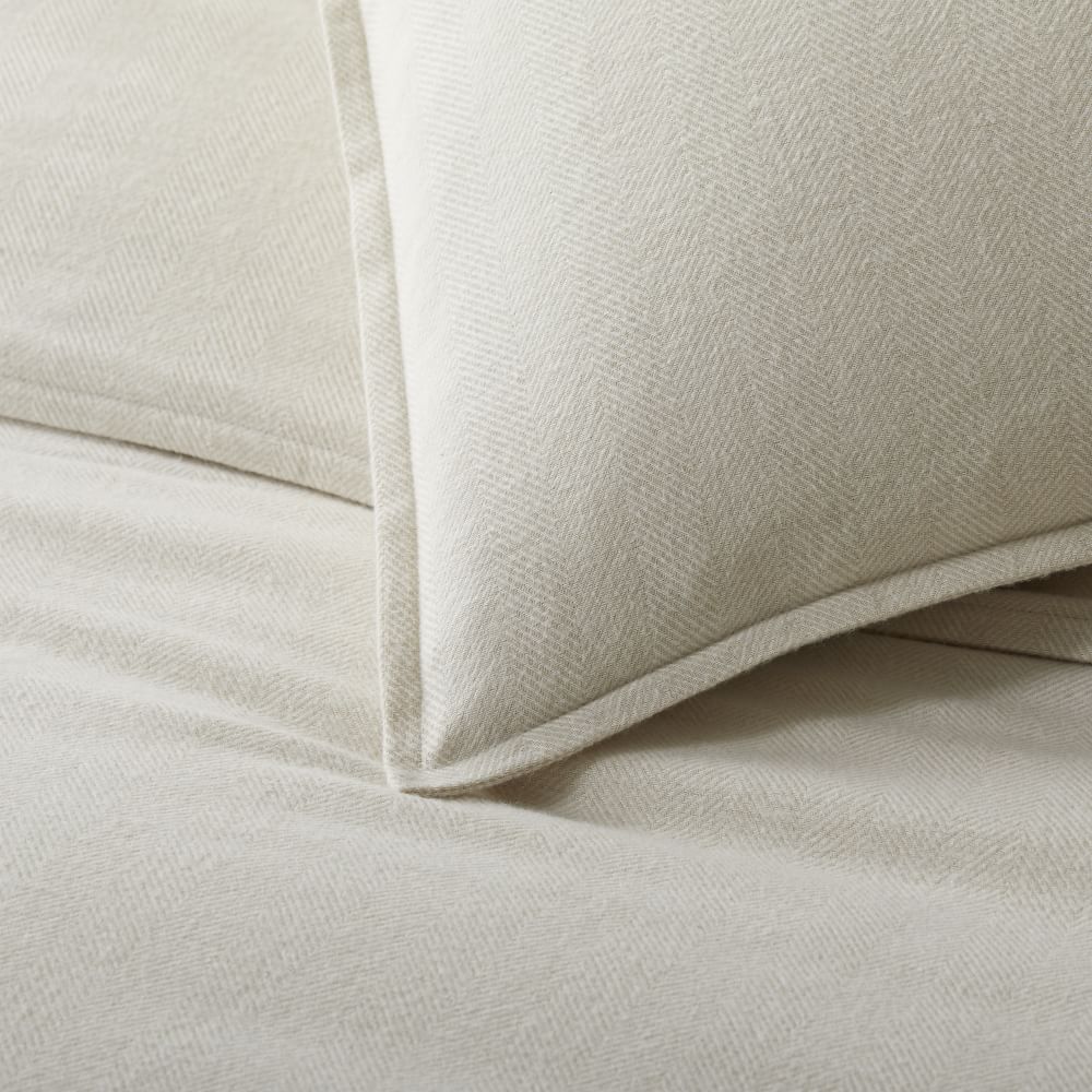 Organic Flannel Herringbone Duvet Cover & Shams West Elm