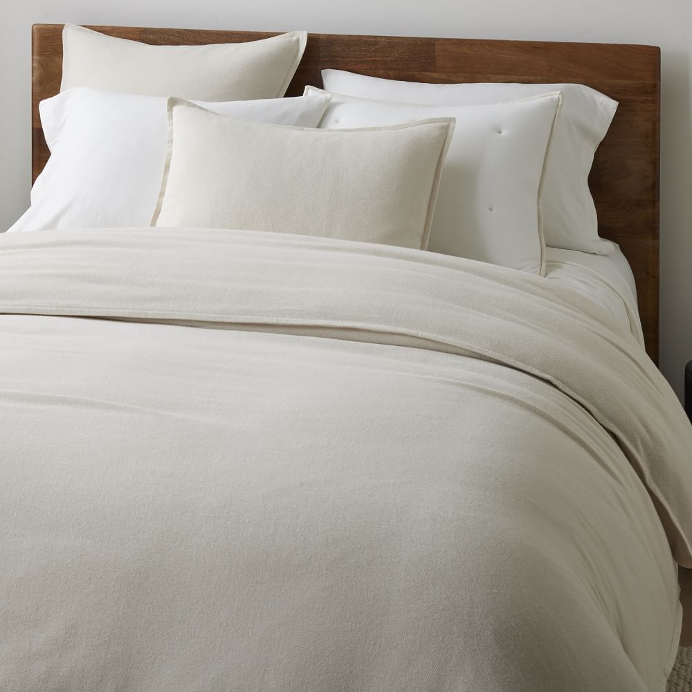 Organic Flannel Herringbone Duvet Cover & Shams | West Elm