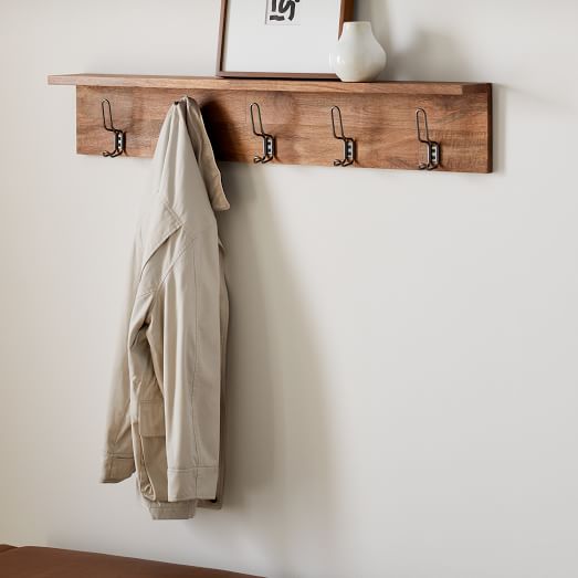 Industrial Wall Shelf W Hooks 42 Industrial Wall Shelf W Hooks 42, Coat Hanger Hooks With Shelf