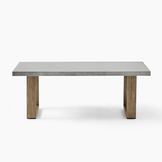 Portside Concrete Outdoor Coffee Table, Cement And Wood Coffee Table