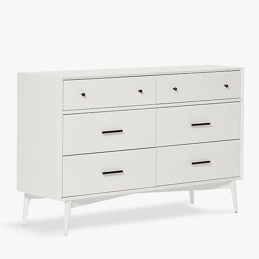 Mid Century 6 Drawer Dresser 56, White 6 Drawer Dresser 50 Inches Wide