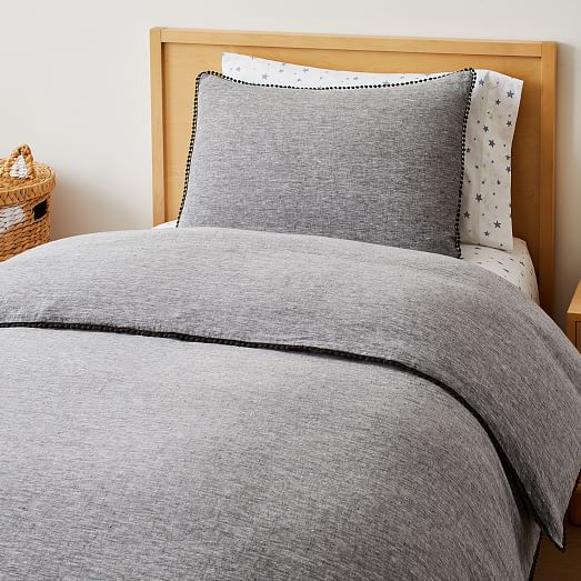 Duvet Cover for Apartment Full Size,Grey Home Pom Pom Bedding