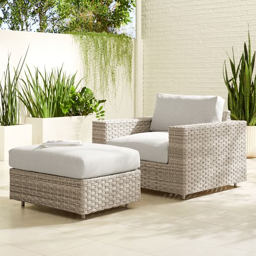 Urban Outdoor Lounge Chair Ottoman Set, Outdoor Wicker Chair And Ottoman Set