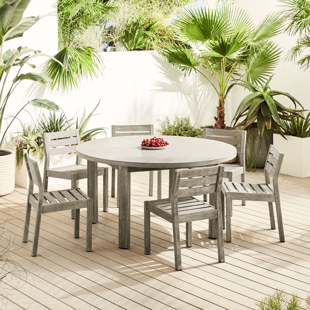 Portside Outdoor Concrete Round Dining Table (60") West Elm