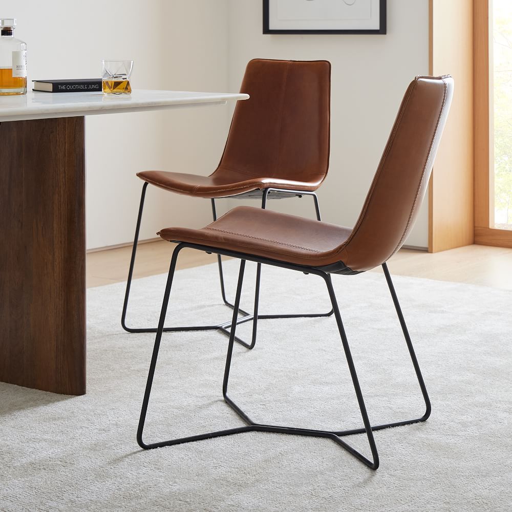 A west elm Slope Leather Dining Chair