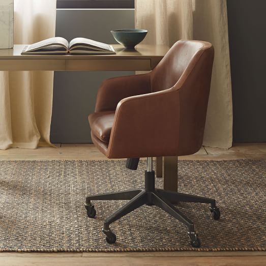 Helvetica Leather Swivel Office Chair, Leather Swivel Chair Office