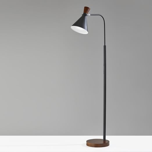 Walnut Led Task Floor Lamp, Walnut Floor Lamp Contemporary