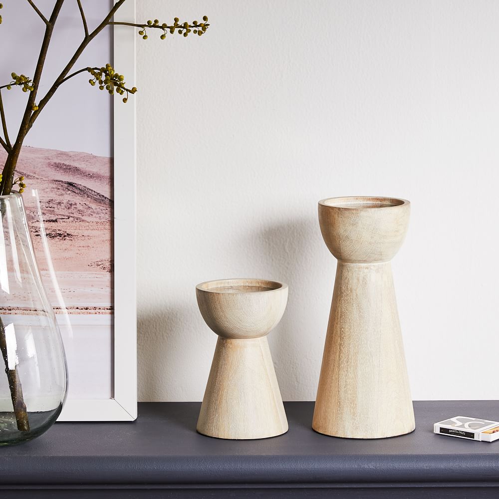 Pure Wood Pillar Candle Holders West Elm