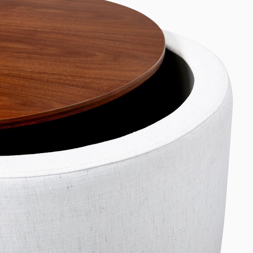Upholstered Round Storage Ottoman West Elm
