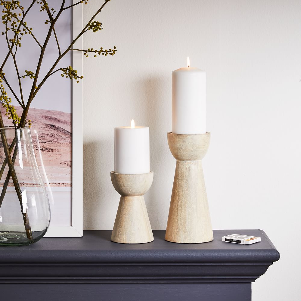 Pure Wood Pillar Candle Holders West Elm