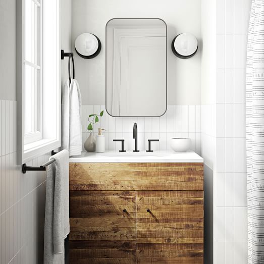 Lacquer Single Bathroom Vanity, Reclaimed Wood Bathroom Vanity 24 Inch